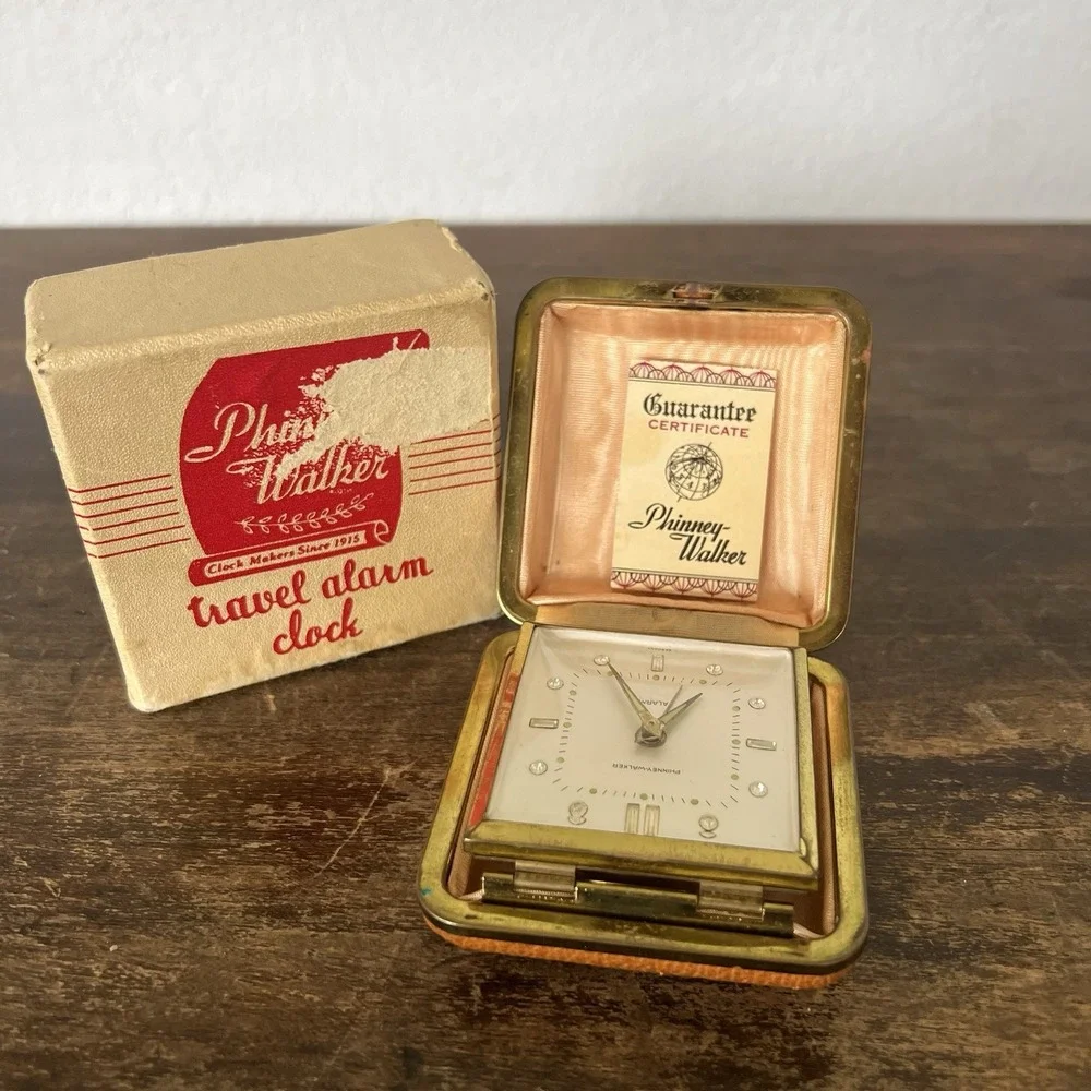 VTG MCM Phinney Walker Traveling Folding Alarm Clock In Box Germany‎ UNTESTED